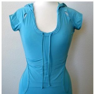 Adidas by Stella McCartney Blue Hooded Hoodie Fitted Top - size small